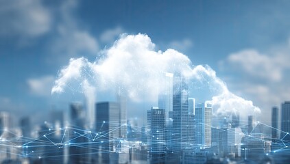 Futuristic city with a cloud