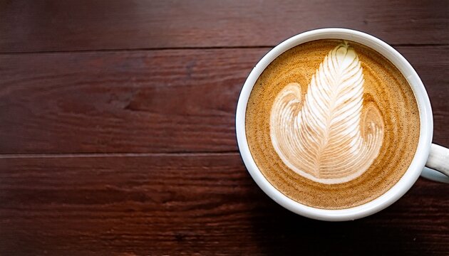 cup of cappuccino chai latte top down view space for text