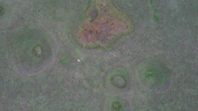 Lunar landscape over a karst field in Bashkiria, Russia in summer