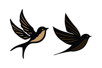 vector illustration of a bird,  bird silhouette vector,  bird vector illustration, bird logo vector black and white.