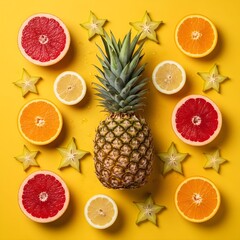 신선한열대과일모음_노란배경