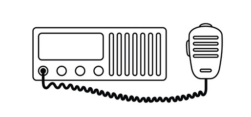 Cartoon car, truck radio or walkie talkie station. Trucker's walkie-talkie. Radio transistor. CB Radios For Truckers. for talking driver transportation discussion channel broadcasting technology. 