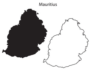 Mauritius map silhouette vector. Clean black outline of African island nation, perfect for infographics, travel, and design projects