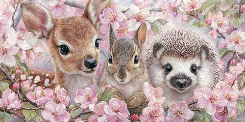 UROCZE MALOWANE AKWARELĄ MŁODE ZWIERZĘTA: SARENKA, WIEWIÓRKA I JEŻ