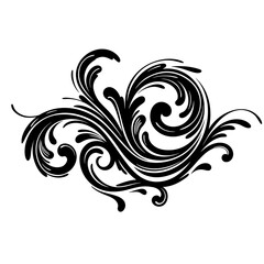 Fototapeta premium Ornate Black Swirl Design with Flourishes and Curlicues, Decorative Element