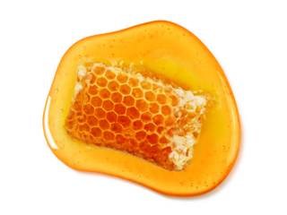 Golden honeycomb pieces dripping with honey. Honeycomb Isolated. Honeycomb with honey honeycomb dessert cream.