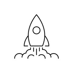 Rocket launch outline icon. Business startup concept