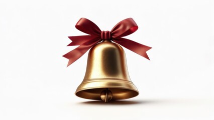 Golden bell with red ribbon