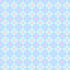 Pattern geometric checkered pastel Pink and blue with ornament love and flower