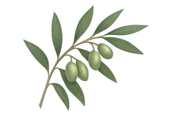 Naklejka premium Olive branch with green olives and leaves on transparent background
