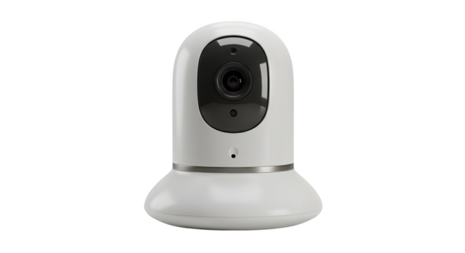 White, sleek camera presents smooth, modern style for product mockups and tech branding.