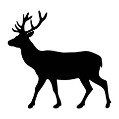 Black silhouette of a majestic deer with antlers vector illustration wildlife animal art print