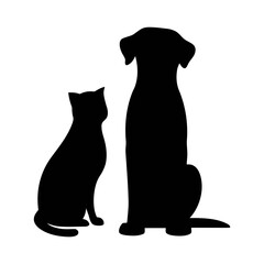 Silhouette of cat and dog vector art for pet lovers and animal rescue organizations design needs and projects