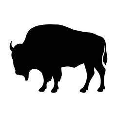 Bison silhouette vector illustration of american buffalo wildlife animal for design needs