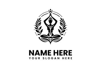 Ornate Yoga Silhouette Logo Design for Wellness.