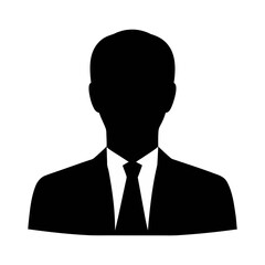 Stock vector silhouette of business man in suit and tie for user profile avatar icon design