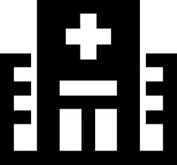 Obraz premium Simple black and white hospital construction icon