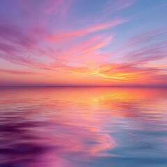 Fototapeta premium Serene Sunset over Calm Ocean Waters Reflecting Vibrant Colors of the Sky Peaceful Nature Scene