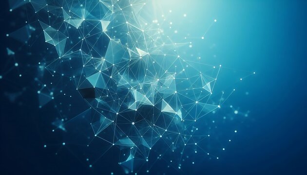 Futuristic Technology Background with Plexus Geometric Shapes Connecting Data Points in a Digital Network for Innovation and Communication of Complex Systems