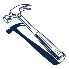 Classic claw hammer with a bold shadow cast on a clean white background