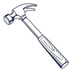 Simple line art drawing of a claw hammer tool isolated on a white background