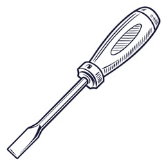 Vintage style hand drawn illustration of a chisel tool on a white background