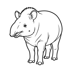 Fototapeta premium Tapir Illustration: A detailed line art illustration of a tapir, showcasing the animal's unique features, with an emphasis on clarity and precision.