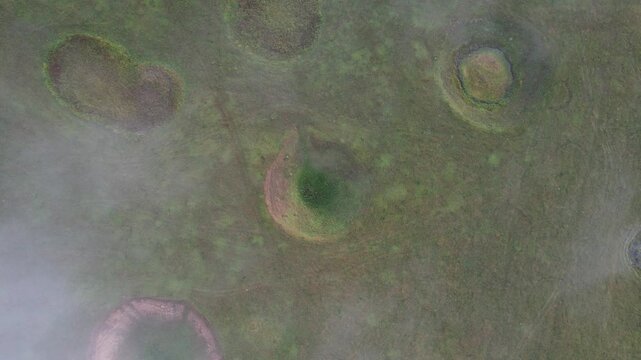 Lunar landscape over a karst field in Bashkiria, Russia in summer