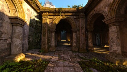 Fototapeta premium Sunlit ruins of an ancient structure