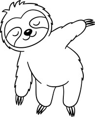 Cute Sloth Outline Cartoon PNG Transparent.