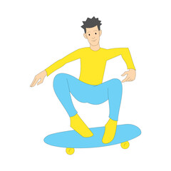 Fototapeta premium man playing skateboard. flat character. vector illustration