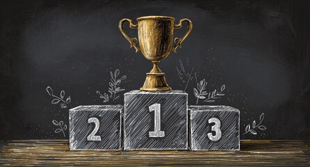 Chalk drawing of a trophy on a podium (2)
