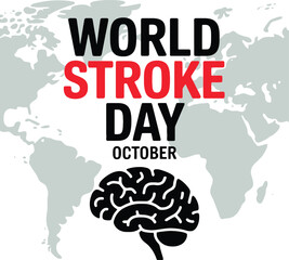 World Stroke Day October - Awareness and Prevention Campaign with Brain Icon