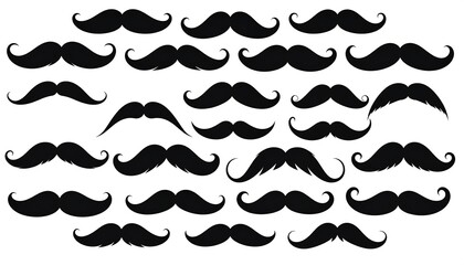 A whimsical collection of diverse mustache silhouettes, perfect for retro design elements or