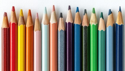 Colorful pencils in a row