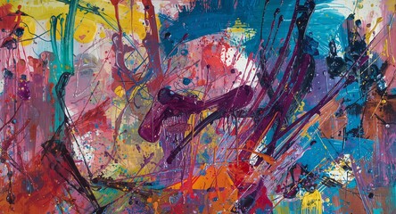 Multicolor chaos with random strokes in abstract art painting styles