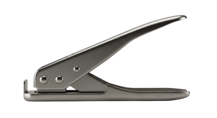 Metallic hole punch shines, isolated on black. Use for office supply product photography, print ads, presentations.