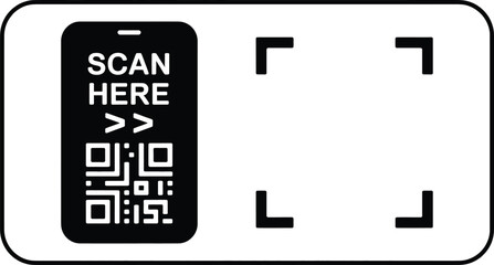 Scan here qr code mobile phone smartphone technology digital marketing business promotion advertisement 100 silhouette