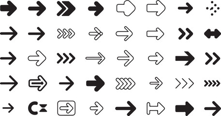Arrow Icons in Various Styles in Black and White