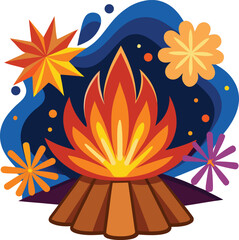 Fireworks and Bonfire &ndash; Guy Fawkes Night Celebration Illustration