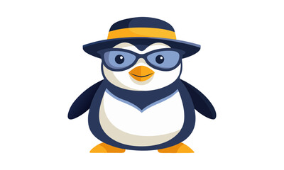 Download A Penguin Wearing Sunglass, And A Hat Vector  Illustration Eps File For Design.