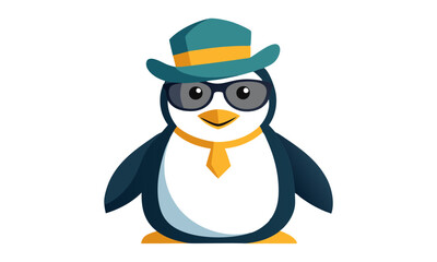 Download A Penguin Wearing Sunglass, And A Hat Vector  Illustration Eps File For Design.
