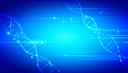 Abstract DNA Strand Visualization on a Vibrant Blue Gradient Background for Scientific Research