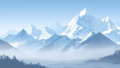 Obraz premium Snowy mountain range in mist