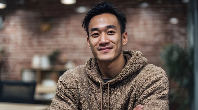 Asian startup founder in a modern coworking space