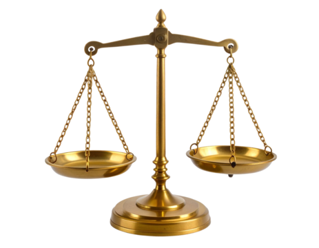 Legal Scales Representing Equality and Justice, isolated on transparent background