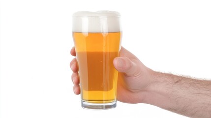 Hand holding a glass of iced beer, refreshing drink for parties and leisure time