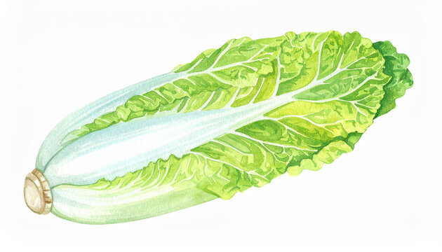 Watercolor painting of chinese cabbage isolated on white. Tasty and healthy vegetable. Hand drawn