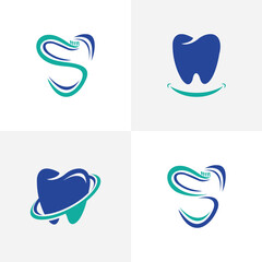 dental teeth logo design bundle collection modern minimal dentist tooth healthcare concept