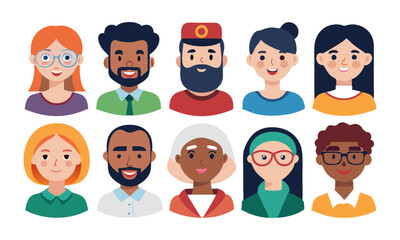 Download People Avatar Set. Diverse People Avatar Profile Icons. Vector Illustration . This Icon Concept Isolated Premium Vector. Flat Cartoon Style Svg File For Design.